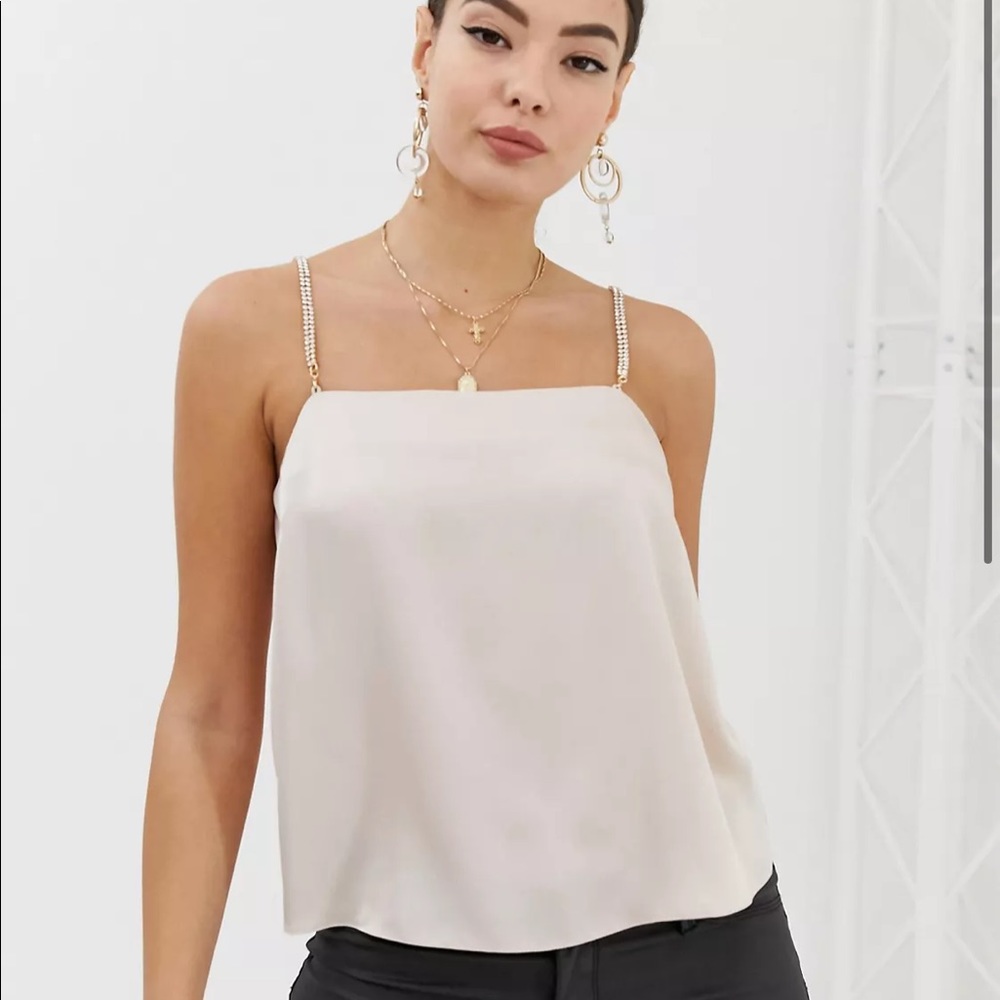 ASOS DESIGN satin cami with embellished straps